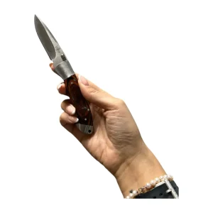 COLTELLO RICHIUDIBILE CON BLOCCO LAMA - MANICO IN LEGNO PAKKAWOOD - TH