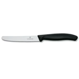 COLTELLO TAVOLA NERO SEGHETTATO PUNTA TONDA - VICTORINOX