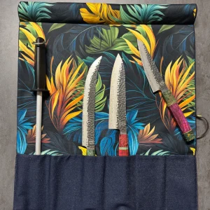 ROTOLO PORTA COLTELLI - ARTIGIANALE - DENIM BLU - MADE IN ITALY 100%