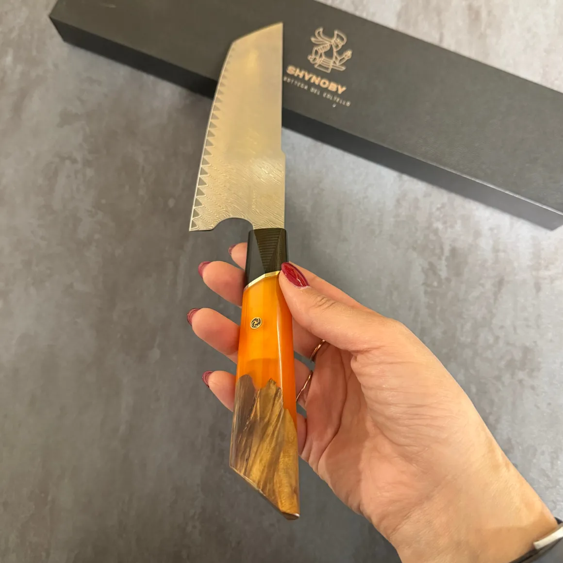 shynoby_damasco__kiritsuk_6-1.webp Shynoby Damasco - Kiritsuke Orange - 18,5cm